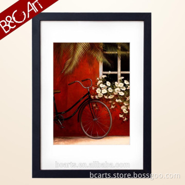 Decorative fine art painting of bicycle beside window
